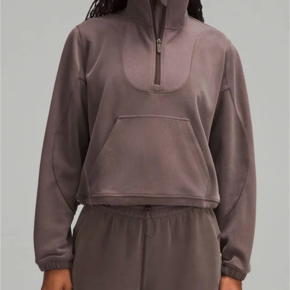 Lululemon Brushed Softstreme Ribbed Half Zip 8 Espresso